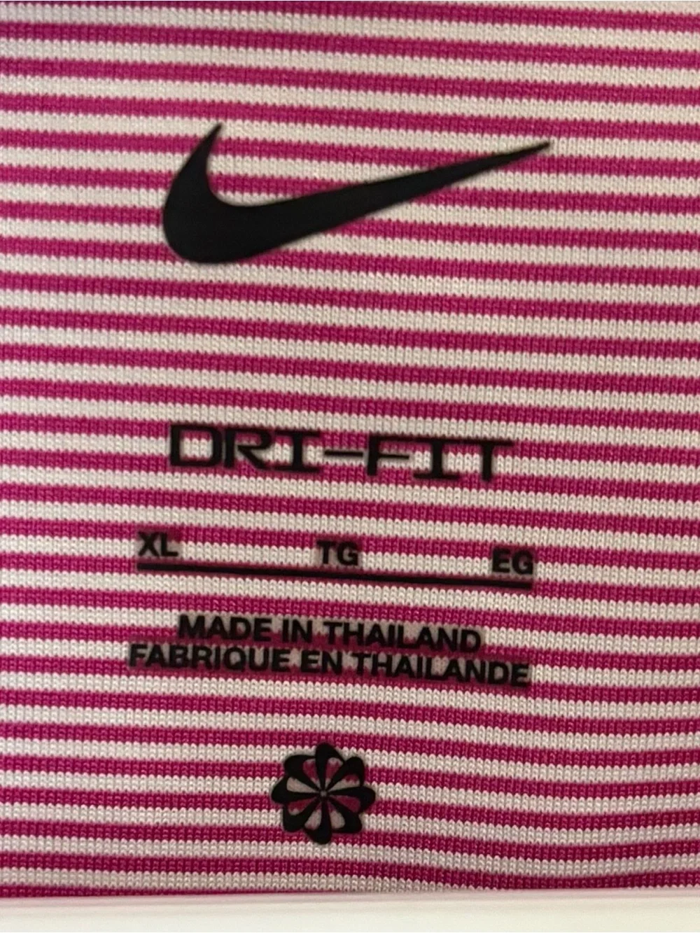 Nike Men’s Pink Striped Golf Polo with Embroidered Logo